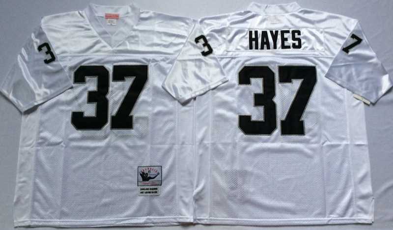 Raiders 37 Lester Hayes White M&N Throwback Jersey->nfl m&n throwback->NFL Jersey